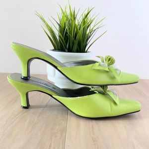 ❌ Sold ❌ Jennifer B. Lime Green Slip On Heels 3D Flower